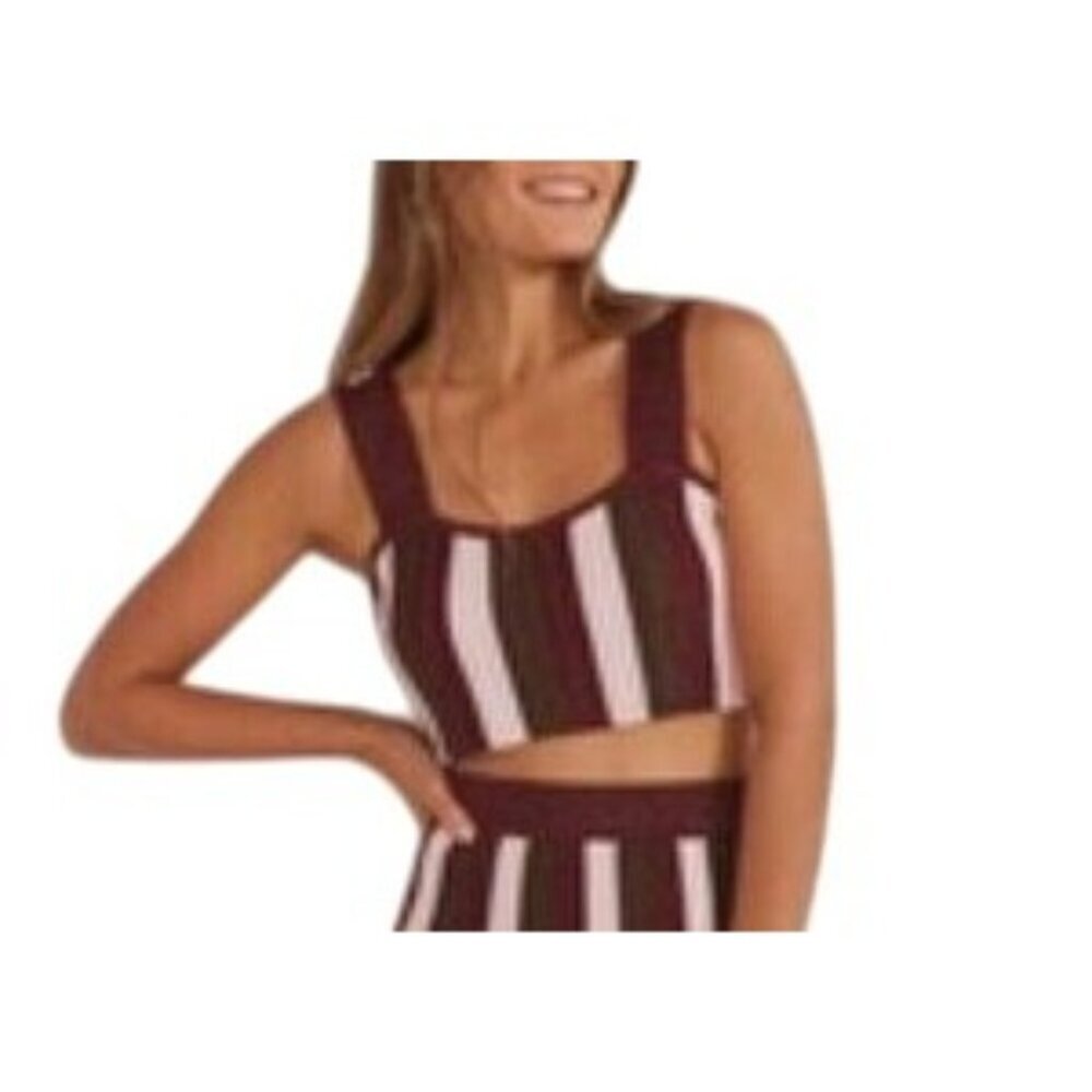 MINKPINK Pink Metallic Knit Crop Top